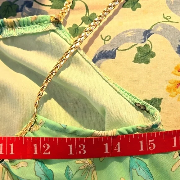 Analogy Seafoam Green Hi-Lo hem Dress Spaghetti Straps Short Under-Lining Size M - Picture 7 of 10